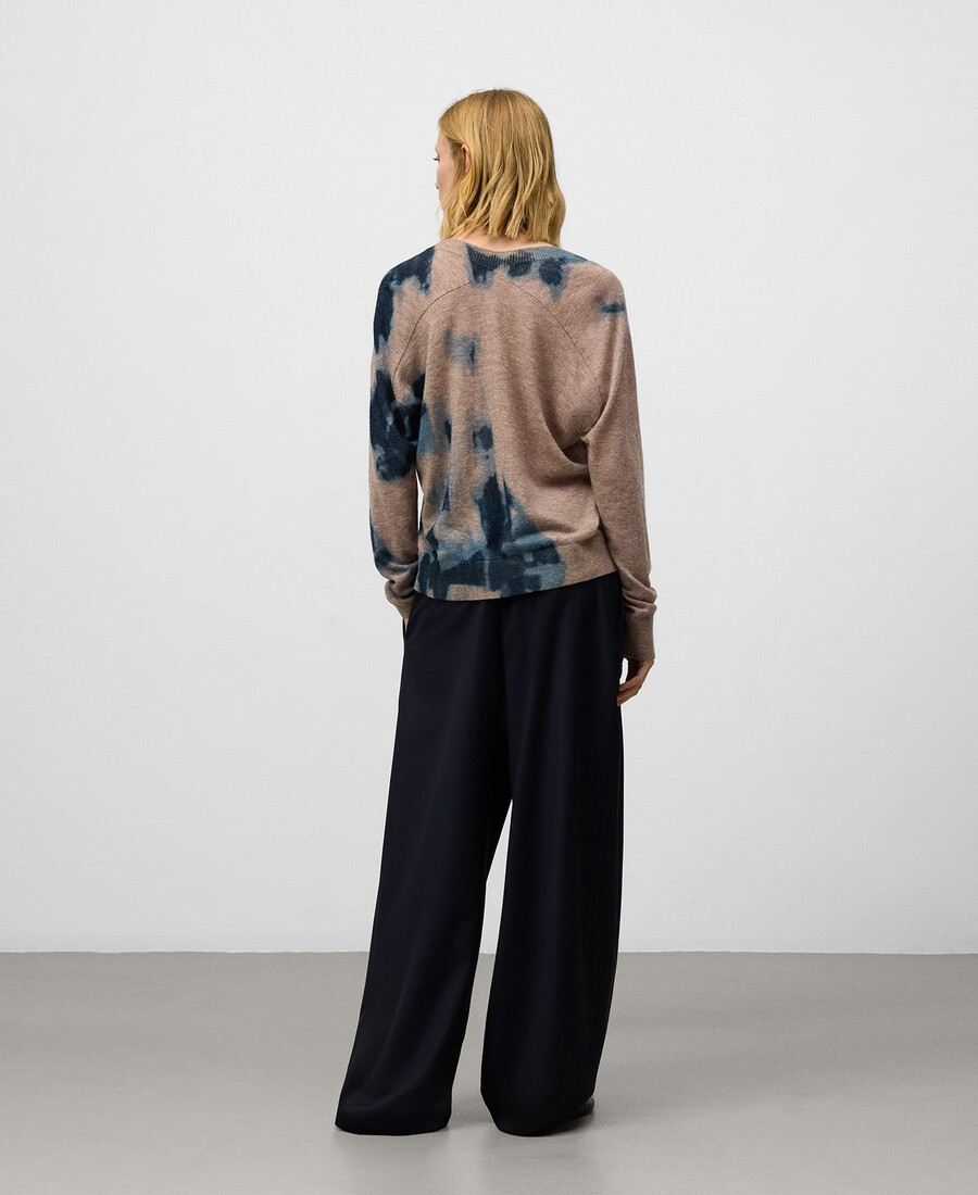 damen-strickpullover mit v-ausschnitt und print