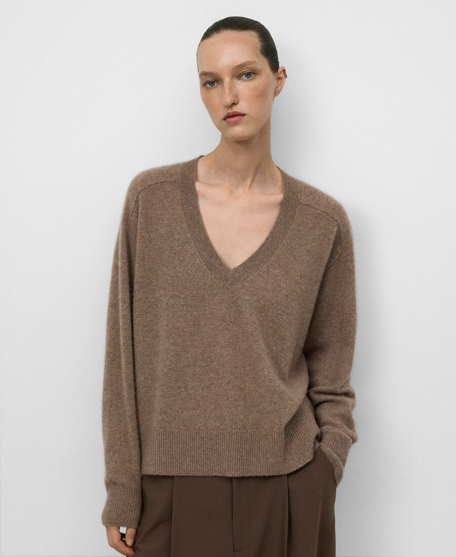 kaschmirpullover mit v-ausschnitt für damen
