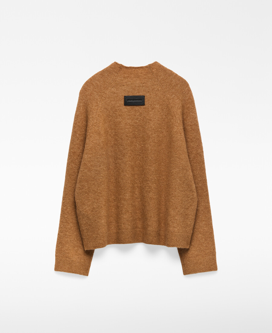 kurzer strickpullover mit perkins-kragen für damen