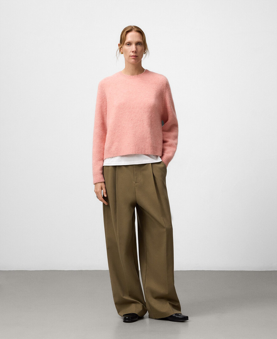 kurzer strickpullover mit rundhalsausschnitt für damen