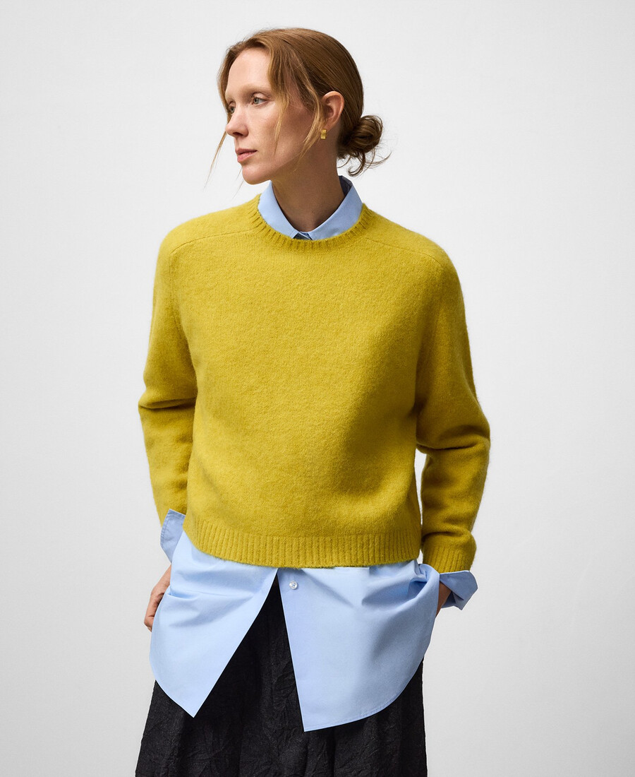 kurzer strickpullover mit rundhalsausschnitt für damen