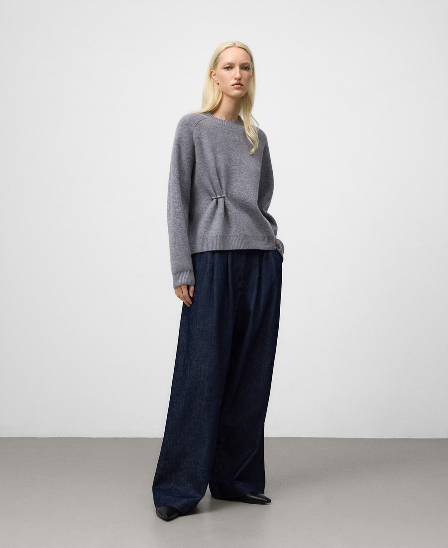 wollpullover mit metallapplikation für damen