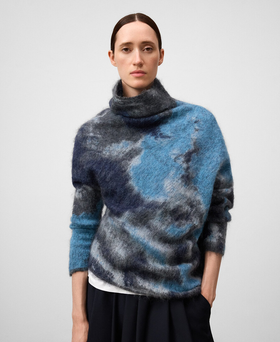 asymmetrischer jacquard-strickpullover für damen