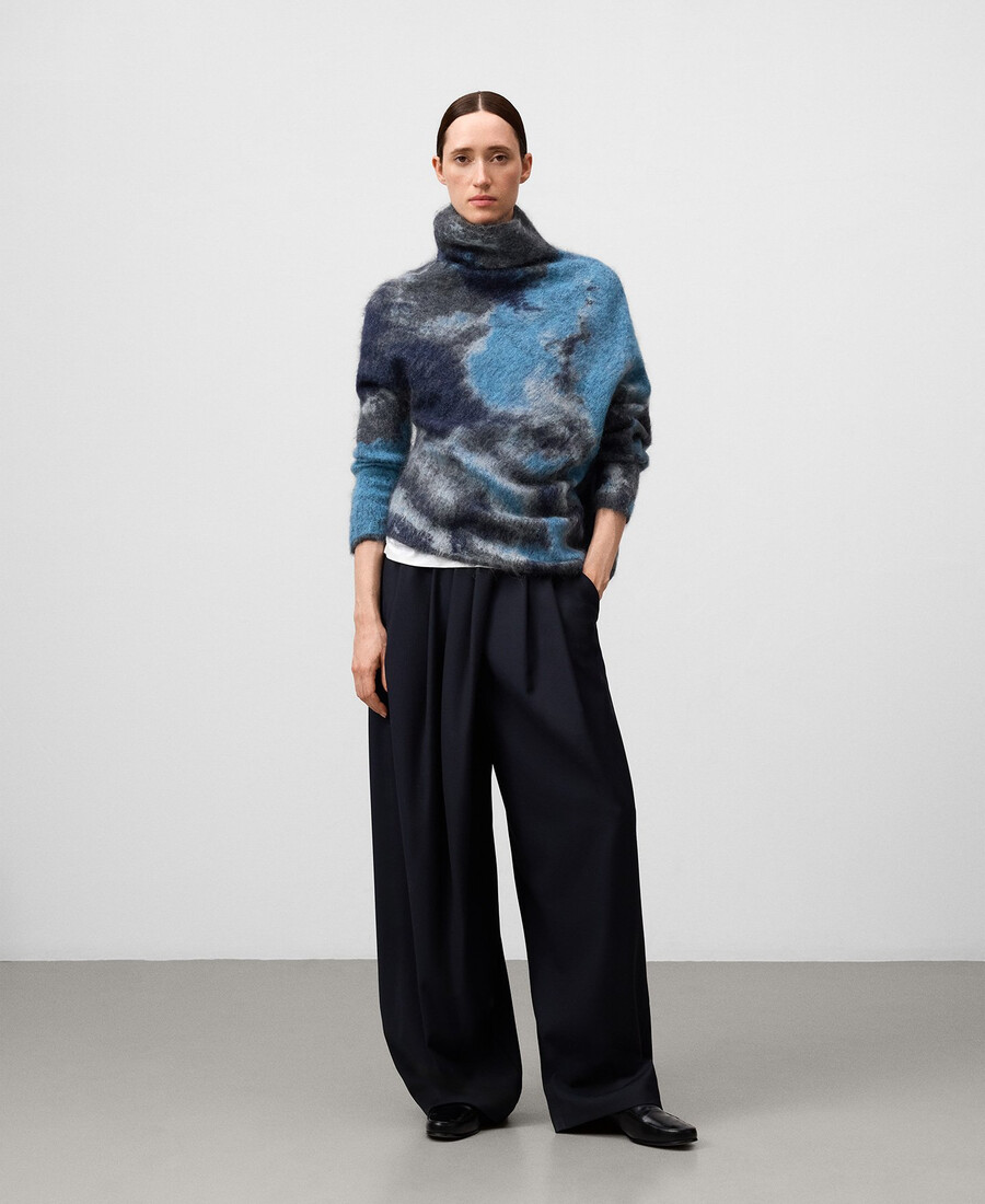 asymmetrischer jacquard-strickpullover für damen