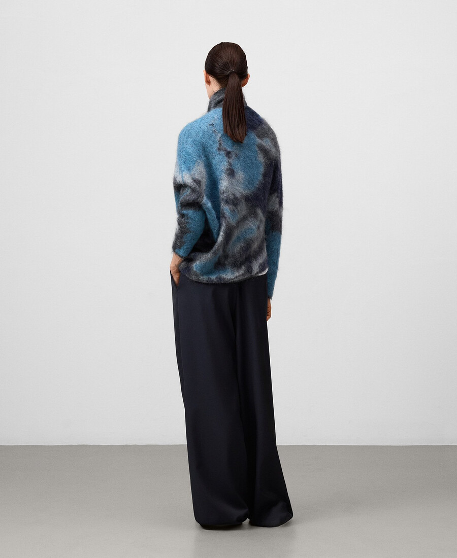 asymmetrischer jacquard-strickpullover für damen