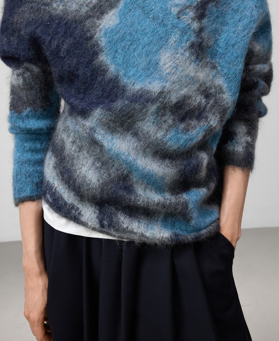 asymmetrischer jacquard-strickpullover für damen