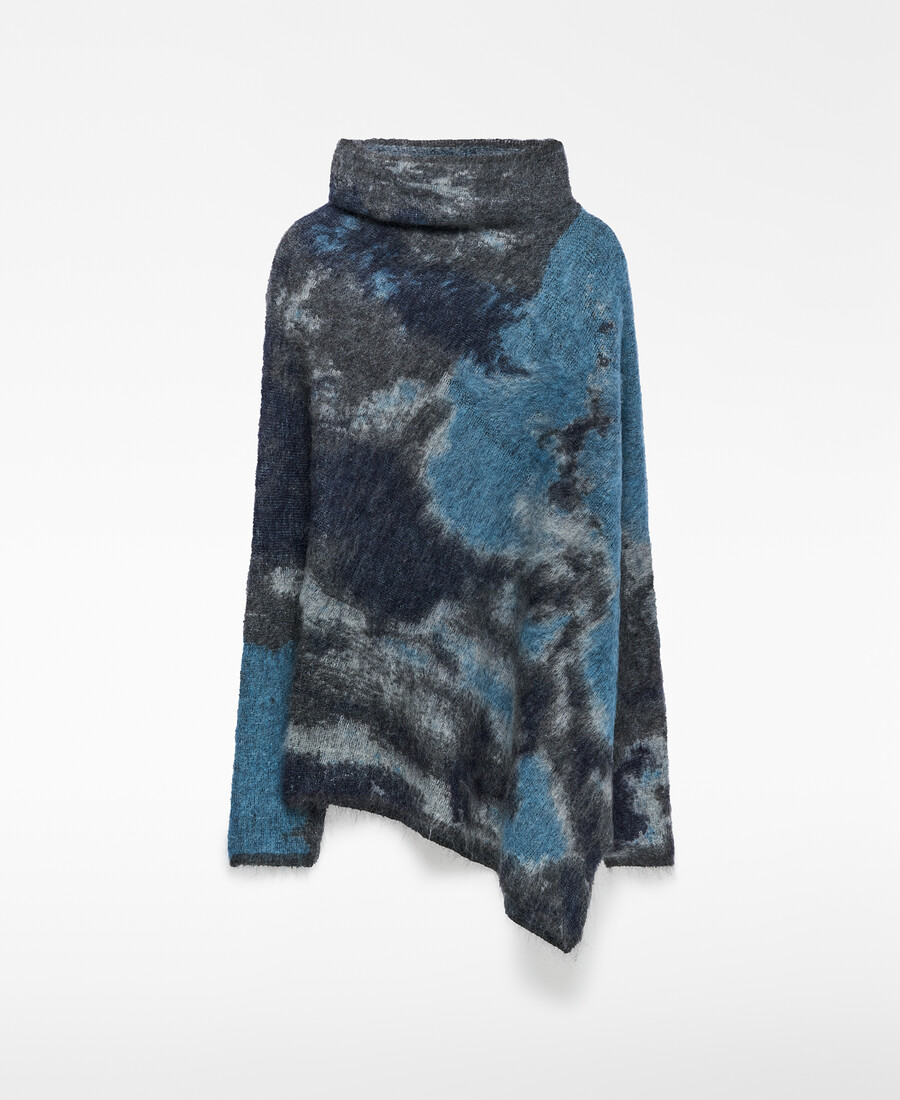 asymmetrischer jacquard-strickpullover für damen