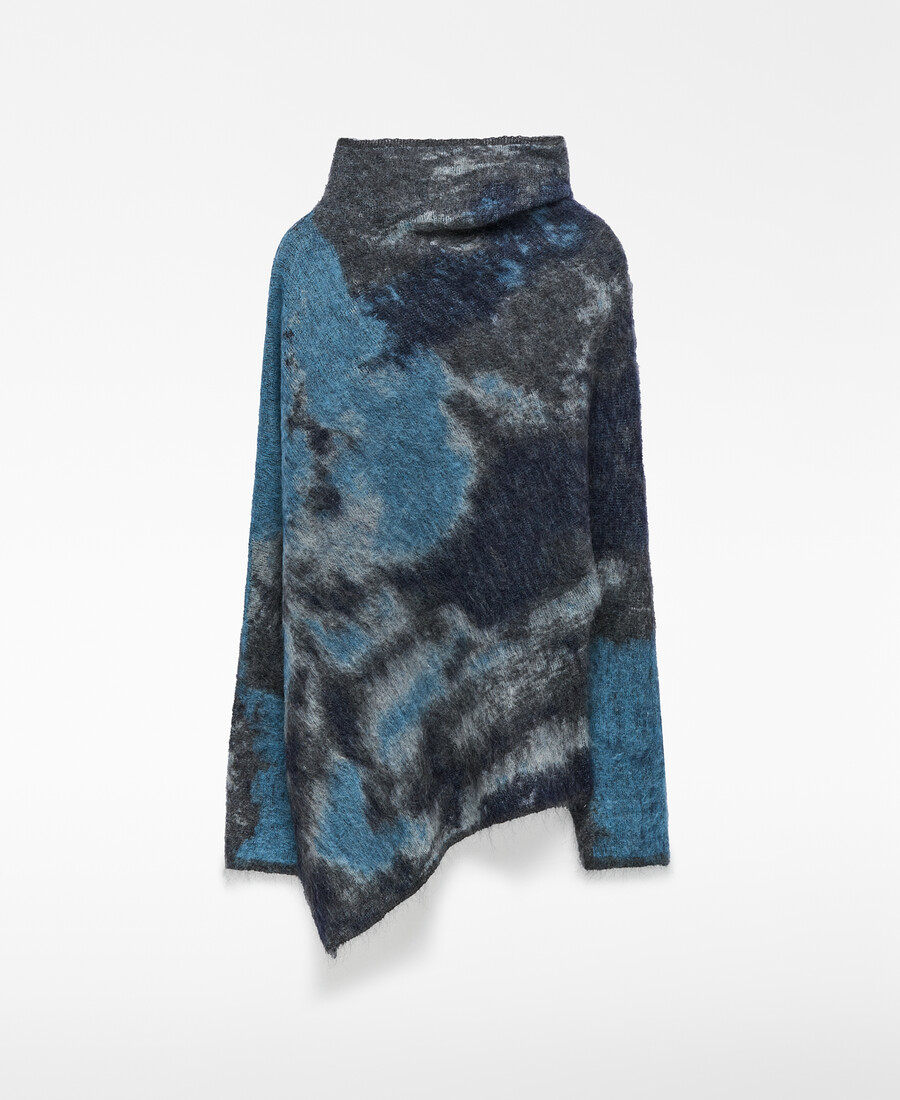 asymmetrischer jacquard-strickpullover für damen