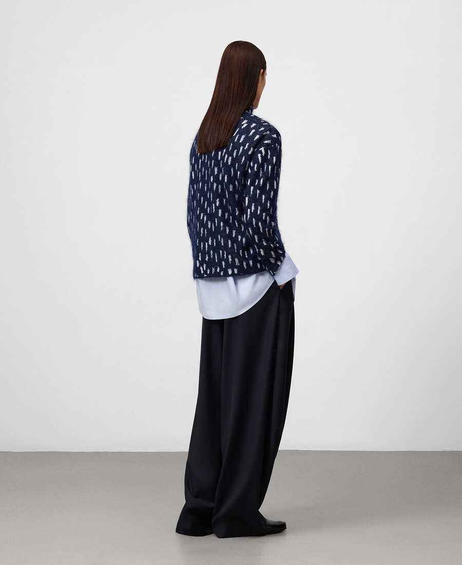 damenpullover mit jacquard-strickmuster und print