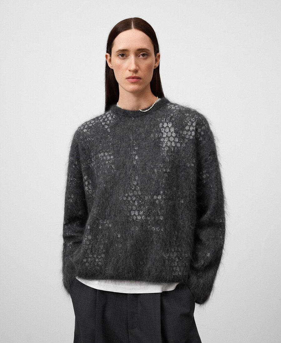 damenpullover aus gebürstetem jacquard-strick