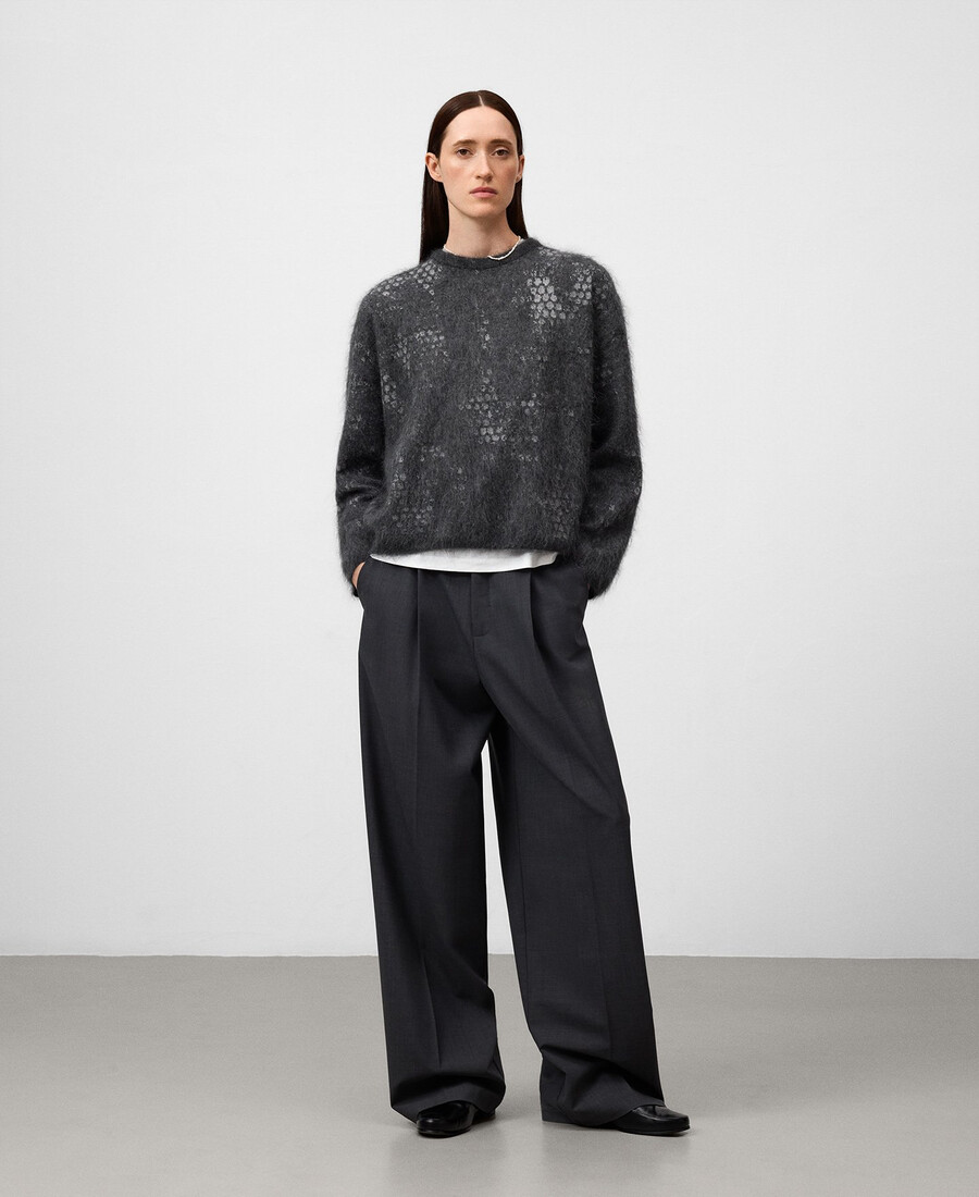 damenpullover aus gebürstetem jacquard-strick