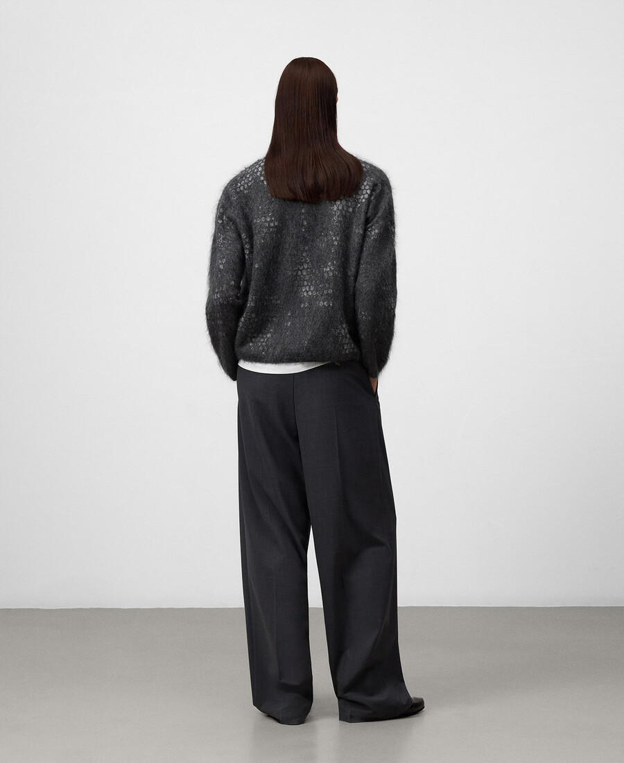 damenpullover aus gebürstetem jacquard-strick