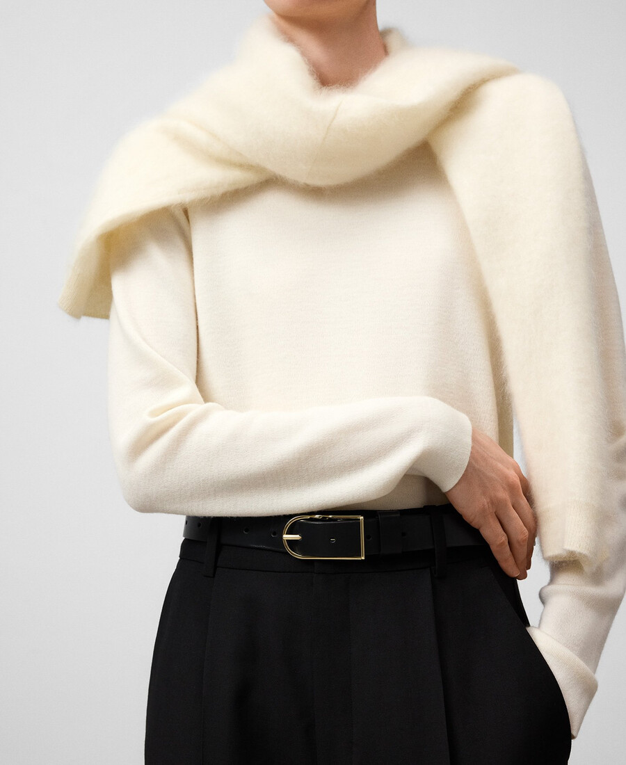 damenpullover aus merinowolle mit rundhalsausschnitt