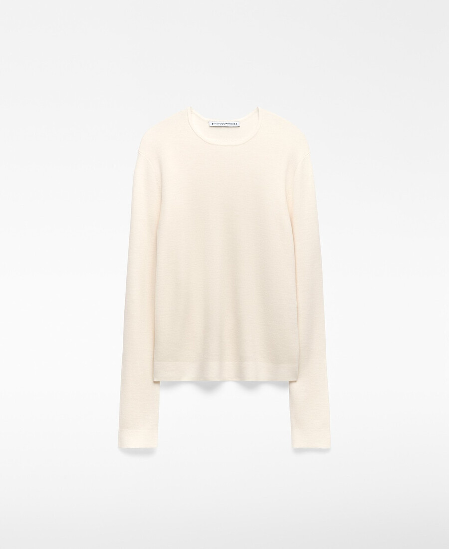 damenpullover aus merinowolle mit rundhalsausschnitt