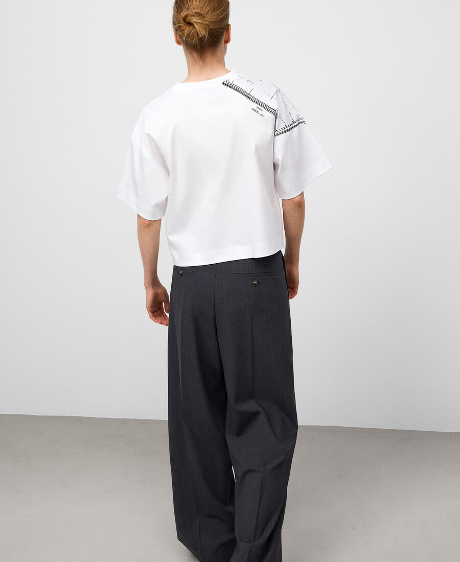 damen-t-shirt aus baumwolle mit kartendruck