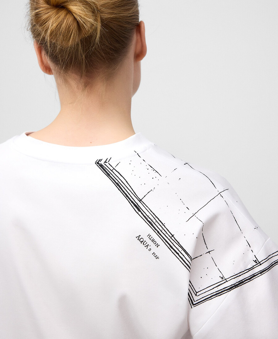 damen-t-shirt aus baumwolle mit kartendruck