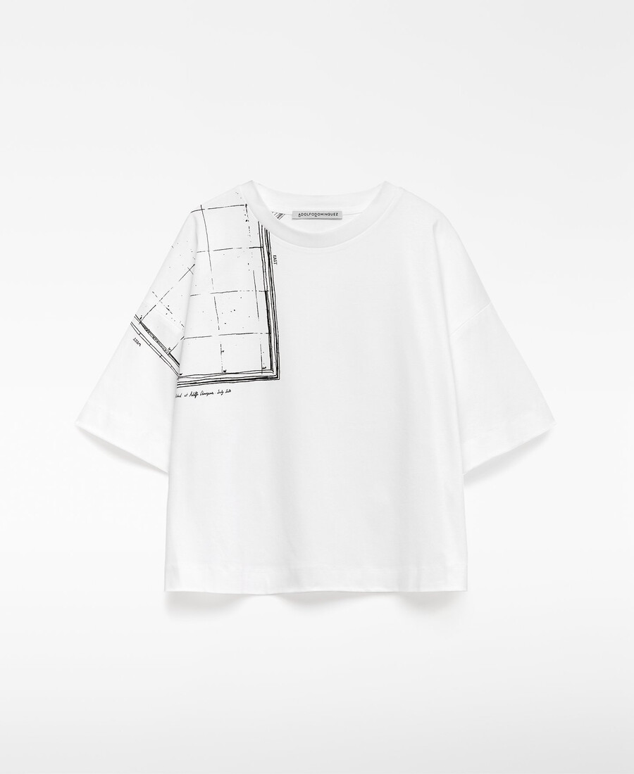 damen-t-shirt aus baumwolle mit kartendruck