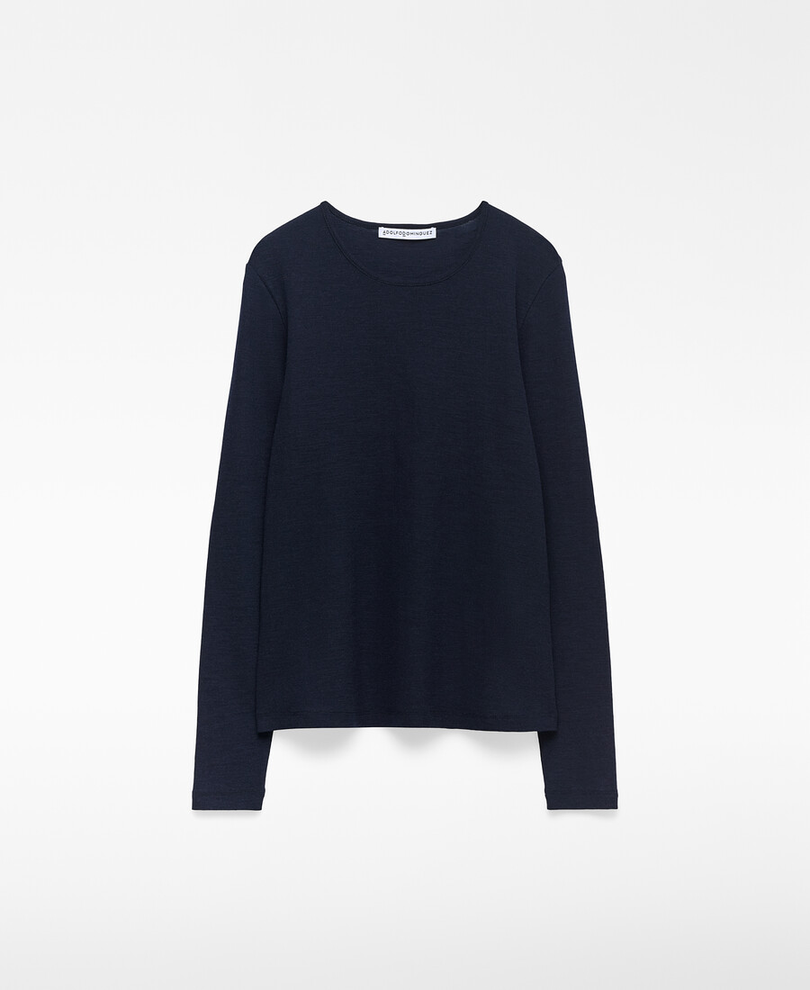 damen-t-shirt aus merinowolle mit rundhalsausschnitt
