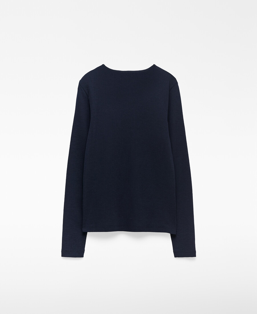 damen-t-shirt aus merinowolle mit rundhalsausschnitt