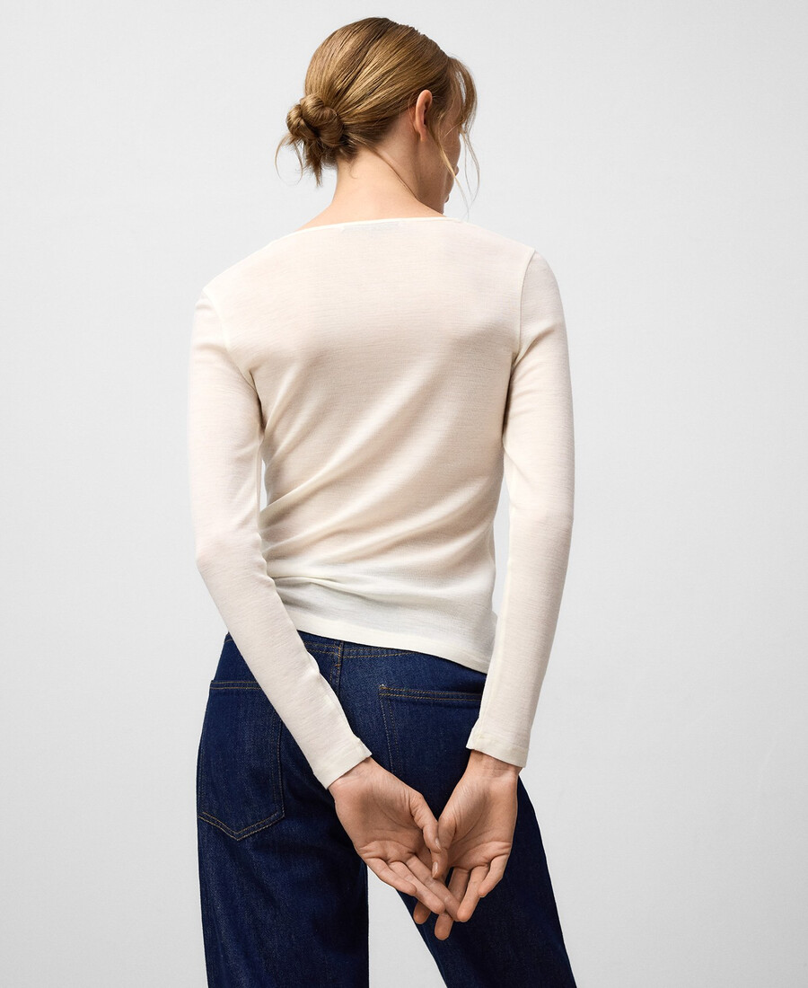 damen-t-shirt aus merinowolle mit rundhalsausschnitt
