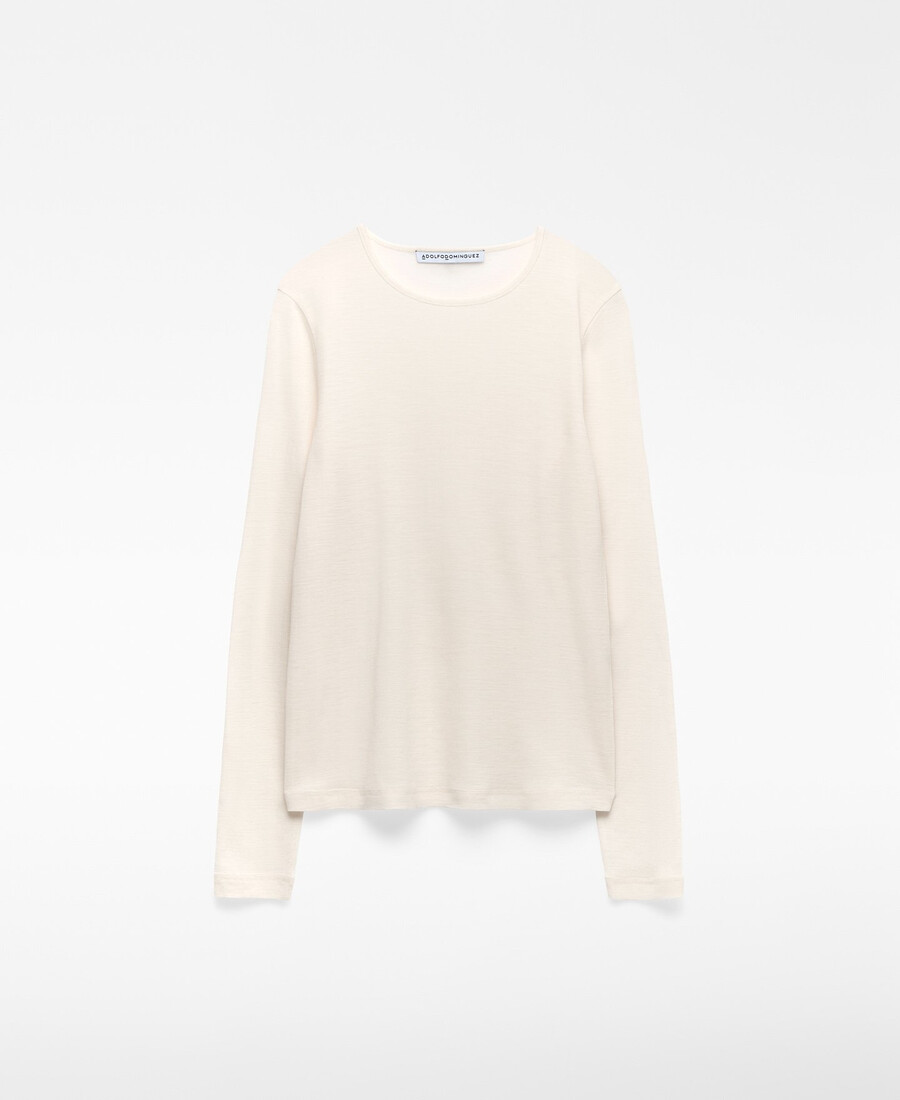 damen-t-shirt aus merinowolle mit rundhalsausschnitt
