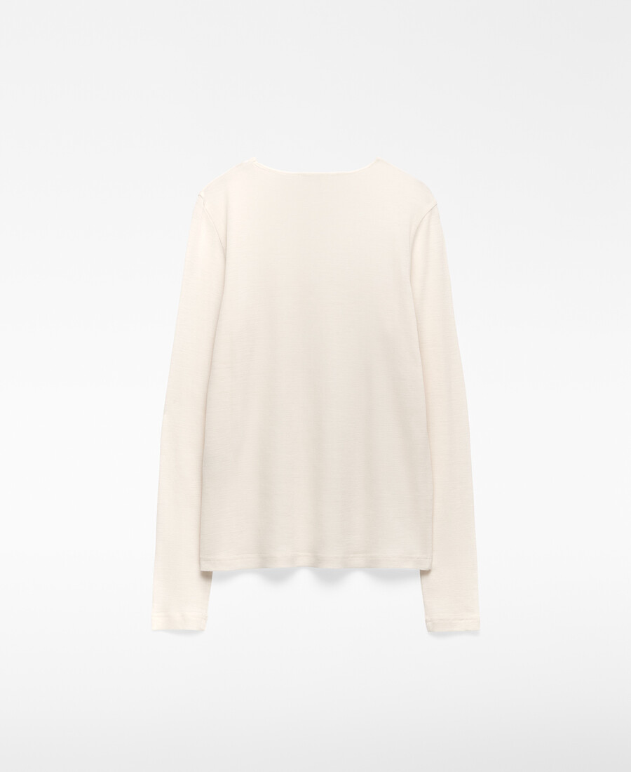 damen-t-shirt aus merinowolle mit rundhalsausschnitt