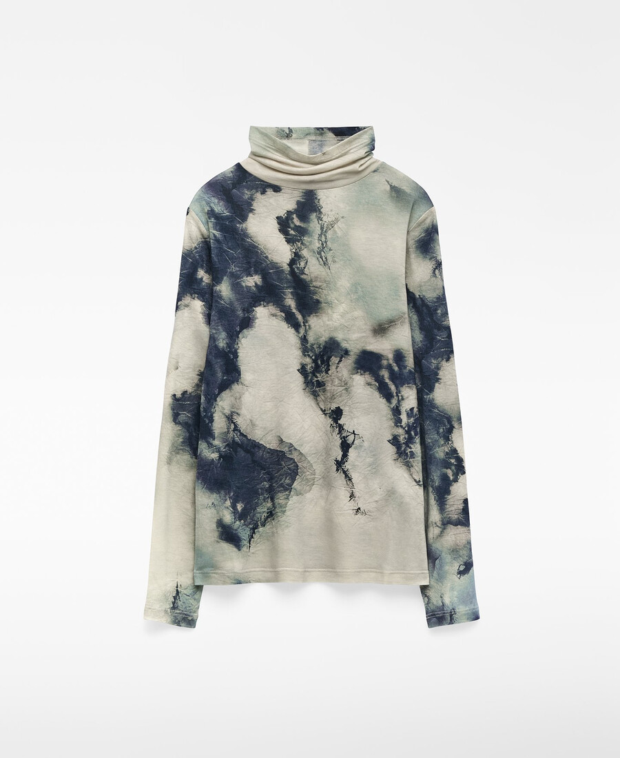 damen-t-shirt mit stehkragen und aufdruck