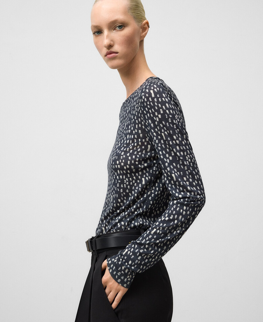 bedrucktes langarm-t-shirt für damen
