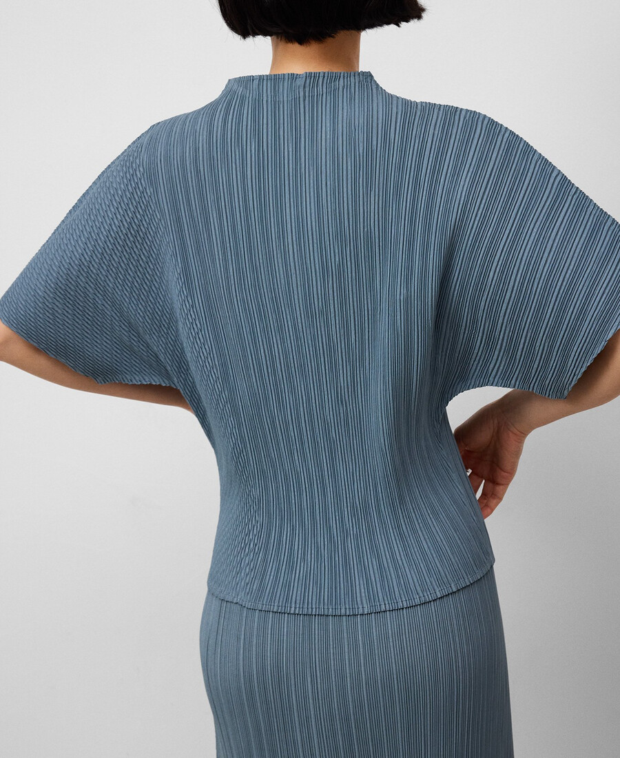 perkins kragen-crinkle-top für damen