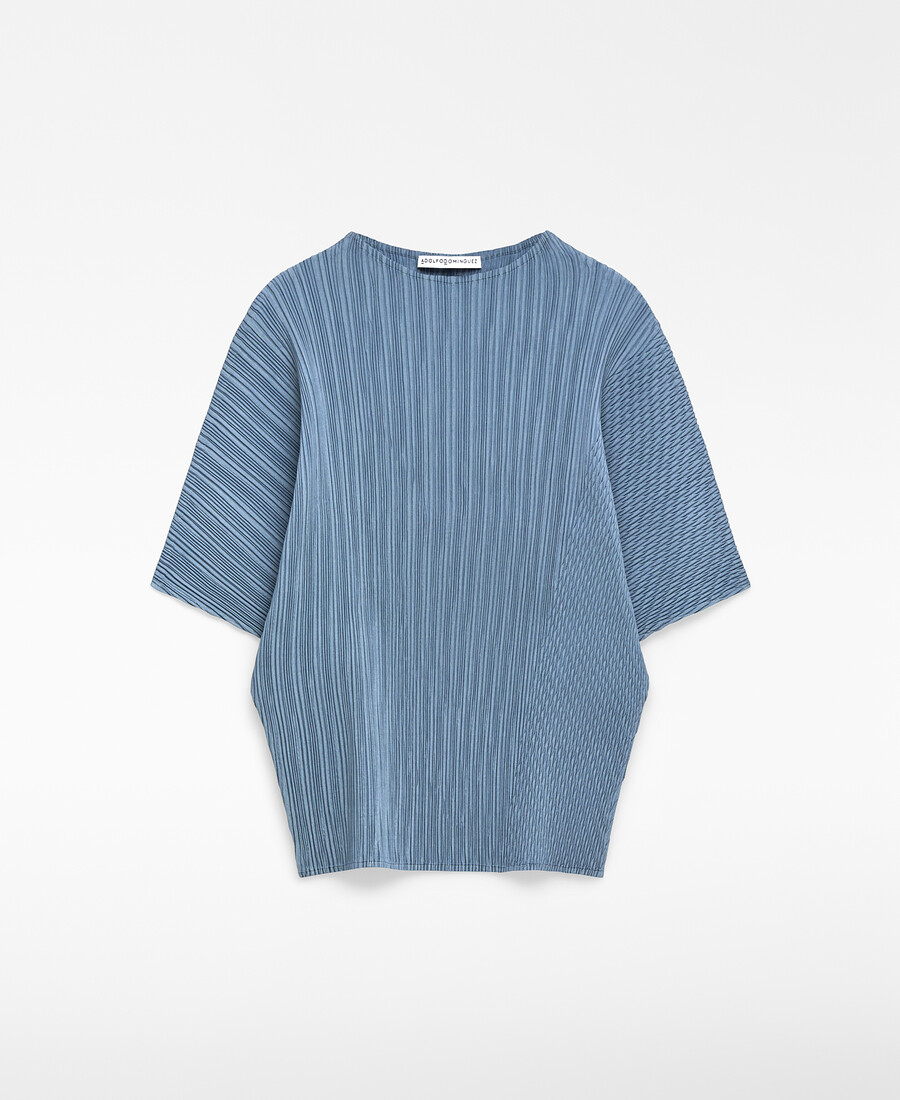perkins kragen-crinkle-top für damen