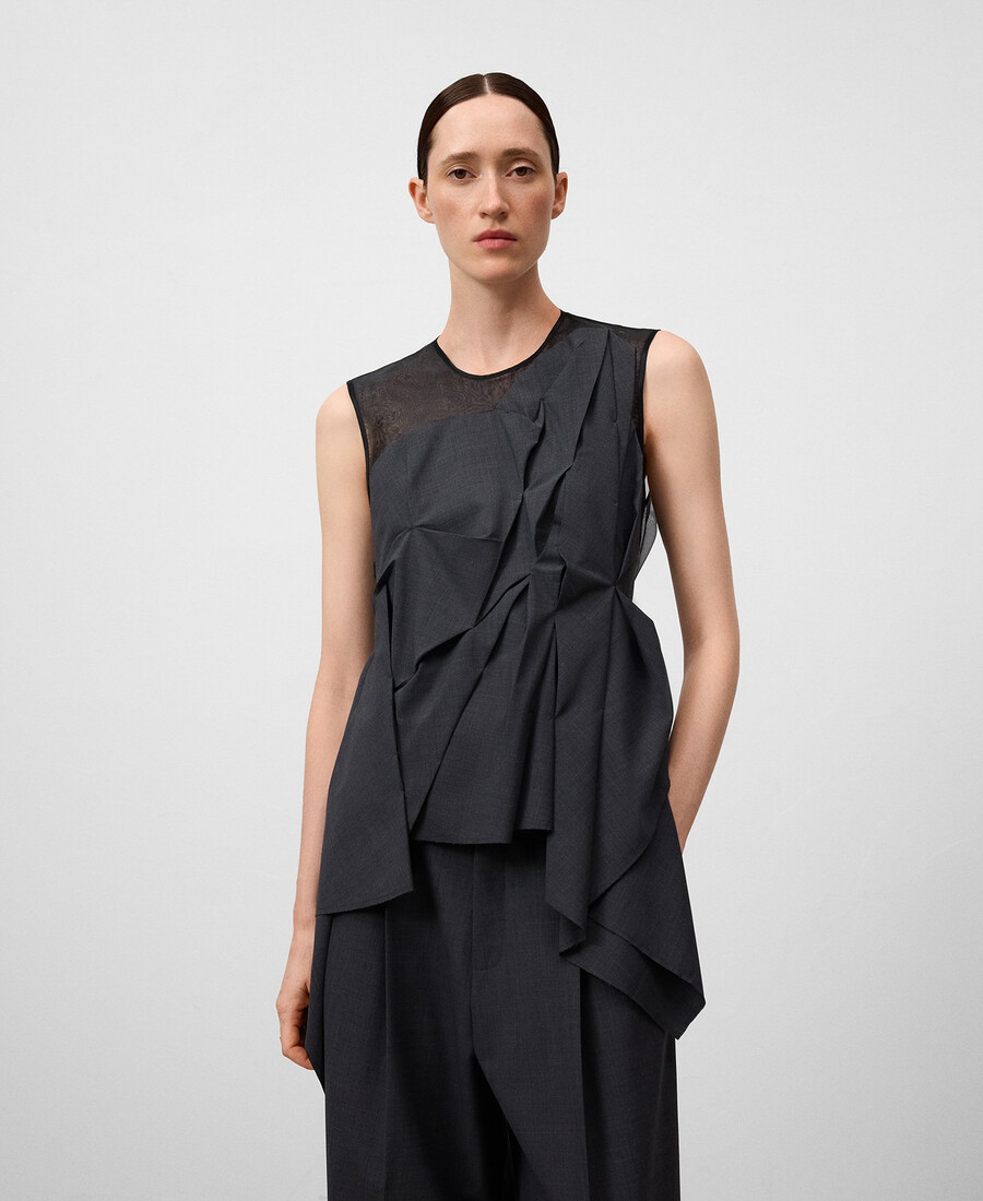 organza-top mit mehrlagigem einsatz für damen