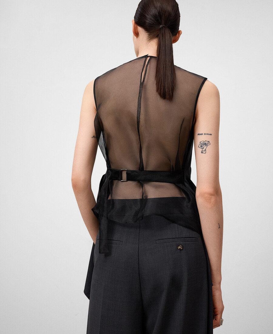 organza-top mit mehrlagigem einsatz für damen