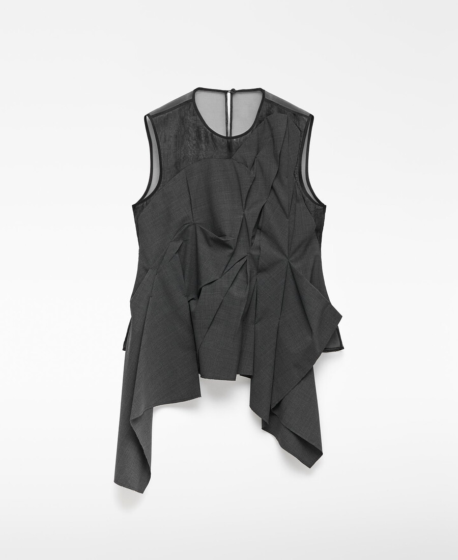 organza-top mit mehrlagigem einsatz für damen