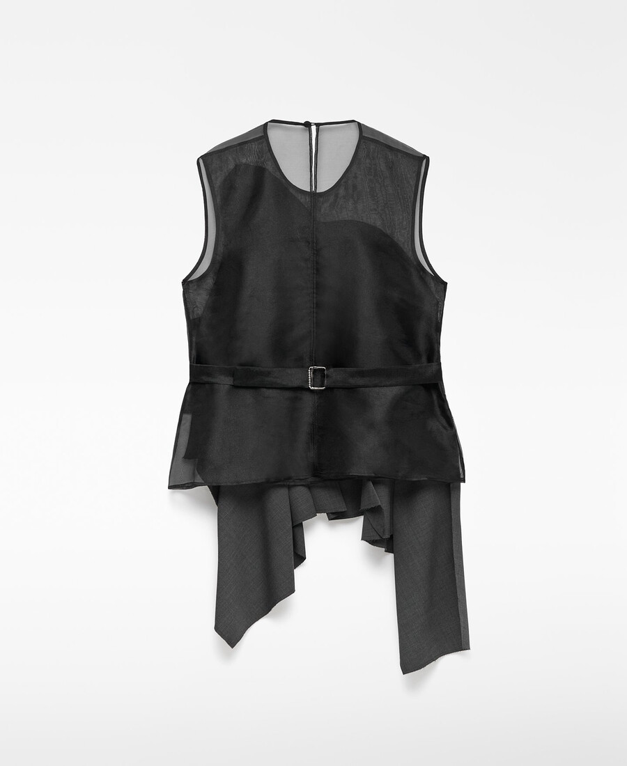organza-top mit mehrlagigem einsatz für damen