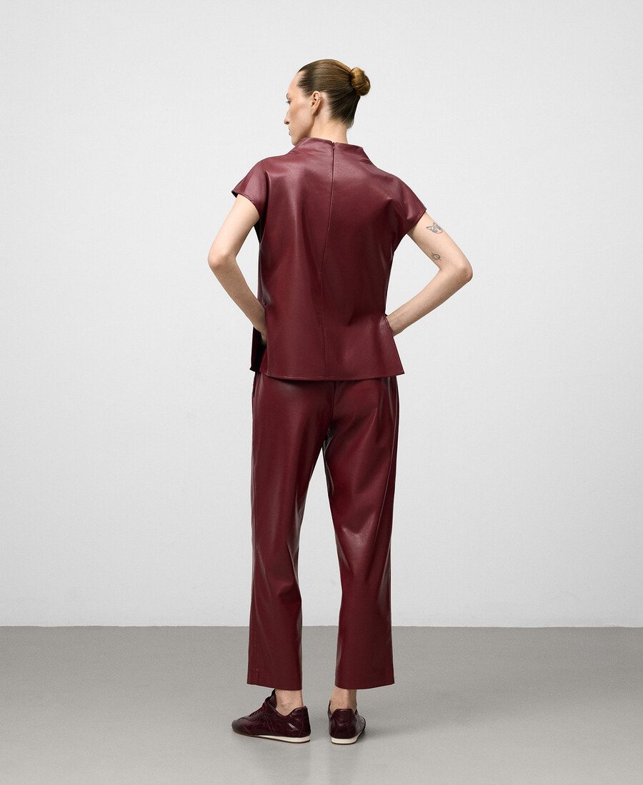 drapiertes oberteil aus ledernicht-leder für damen