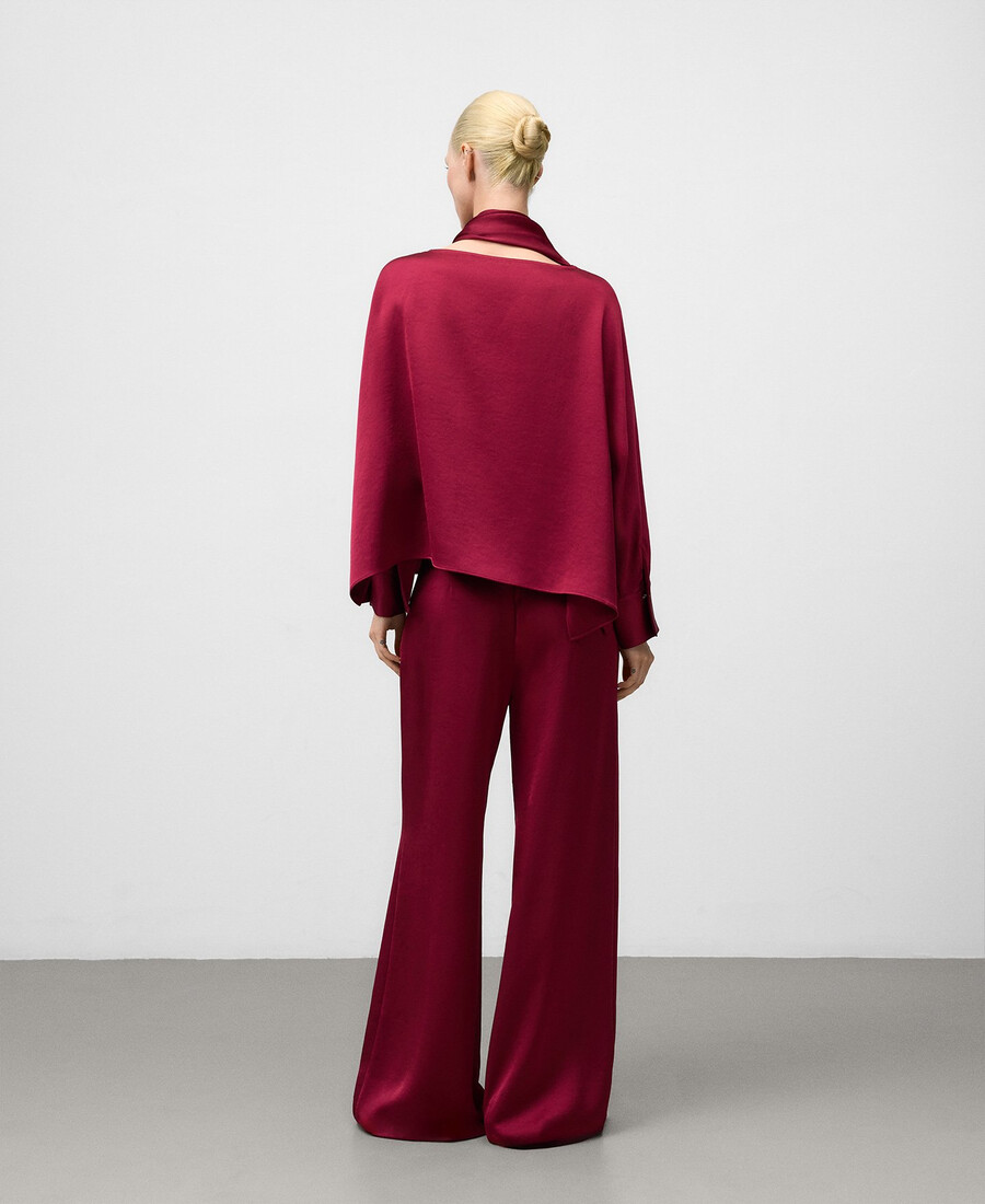 satin-top mit schalkragen für damen