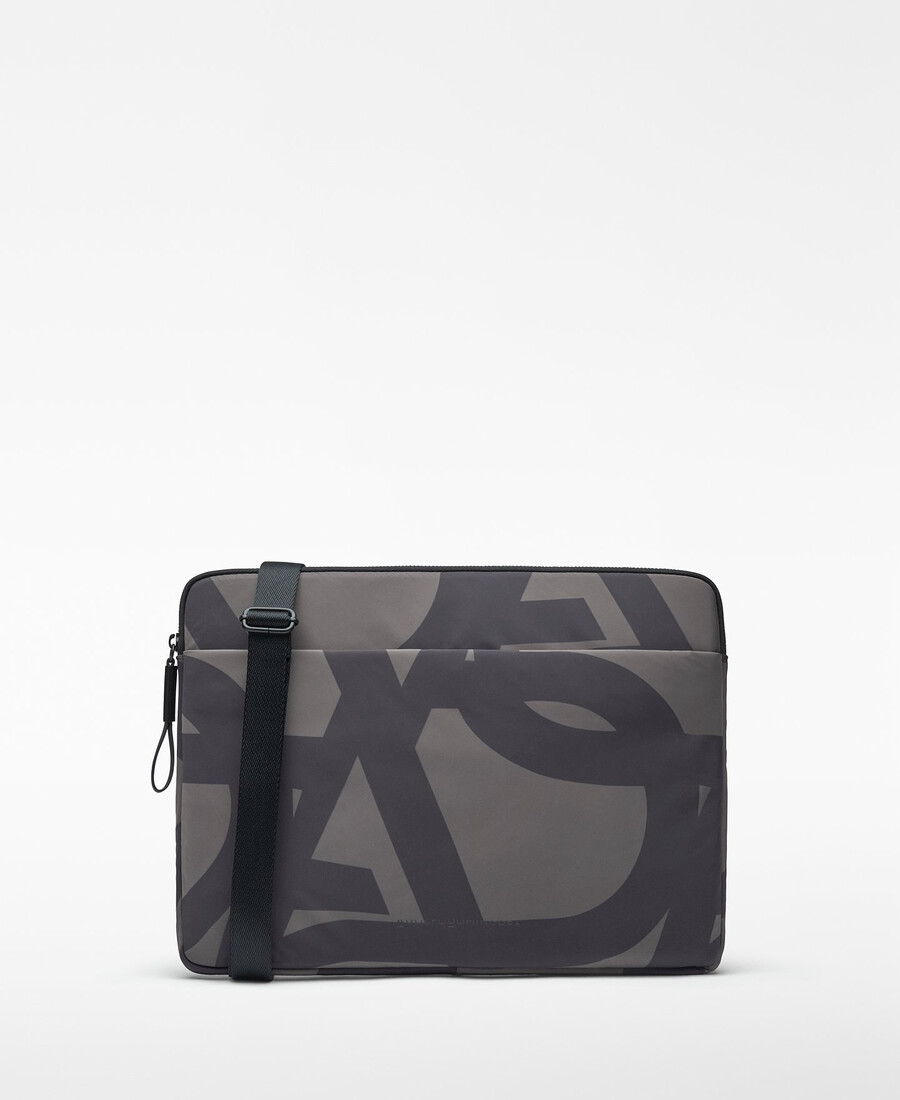 nylon-laptoptasche mit großem logo für damen