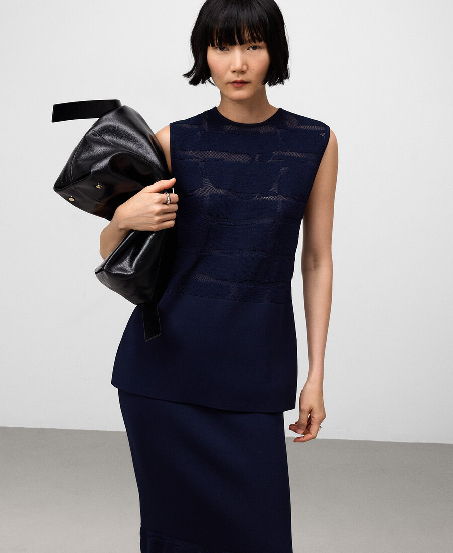 damen-top mit jacquard-strick-peplum.