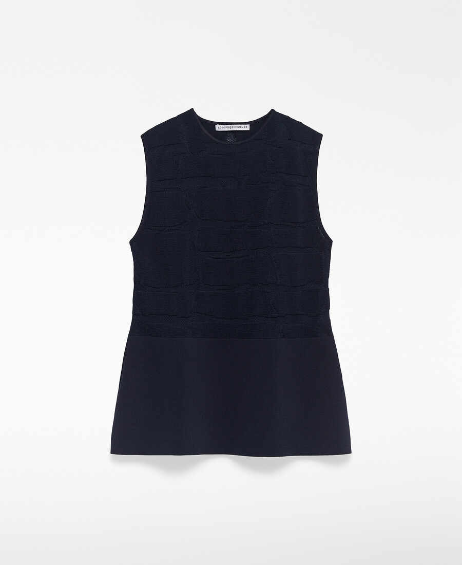 damen-top mit jacquard-strick-peplum.
