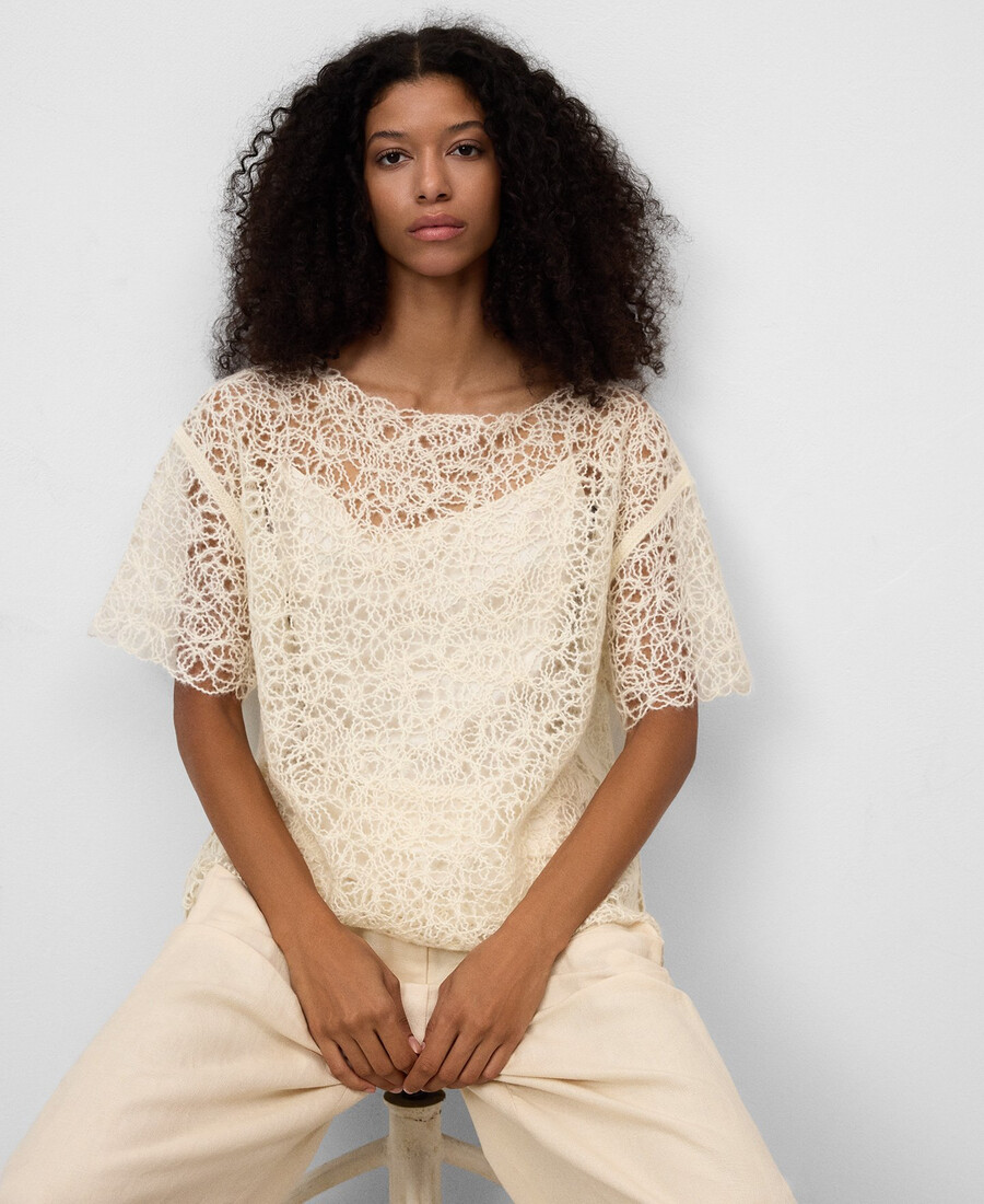 besticktes stricktop für damen