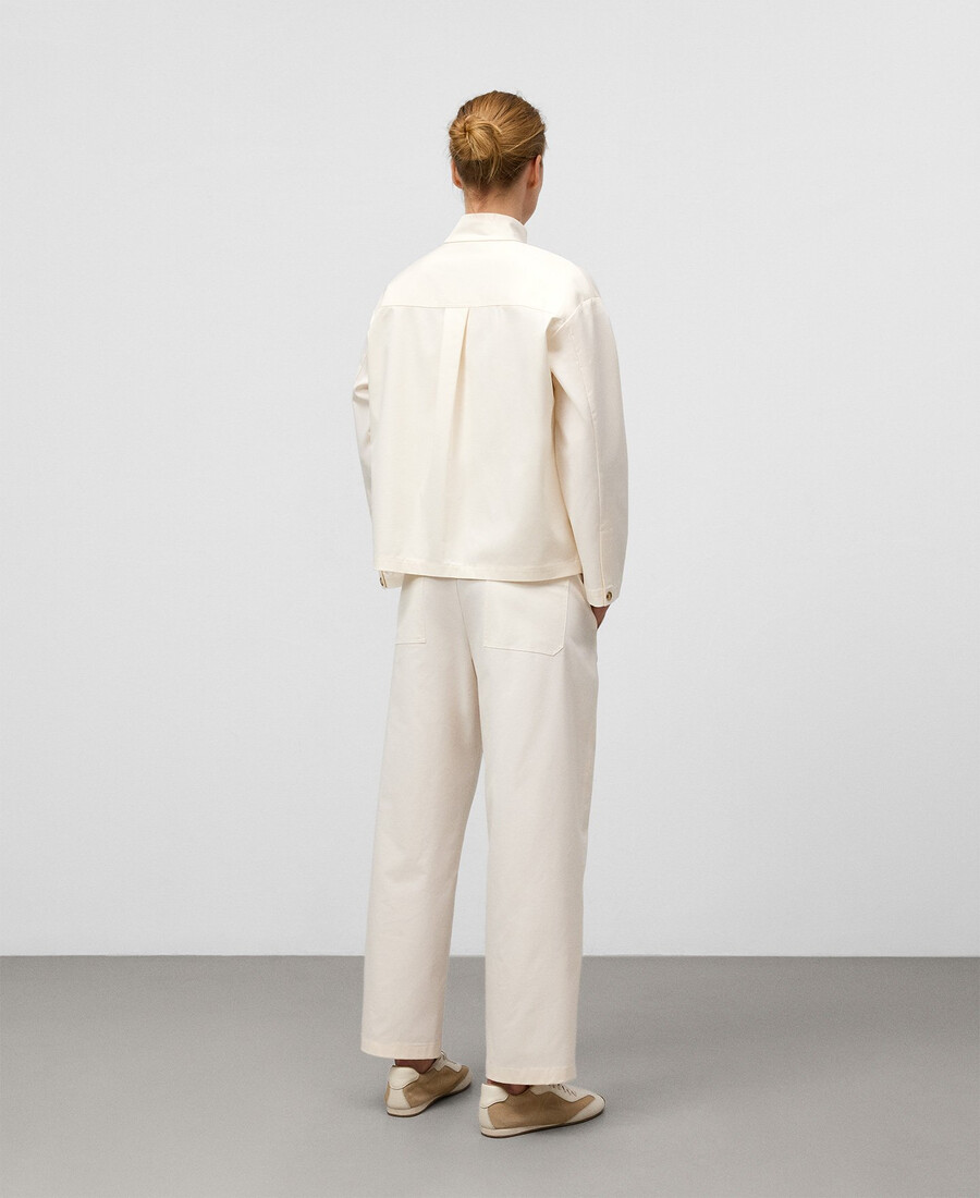 ecrufarbene taillierte hose für damen