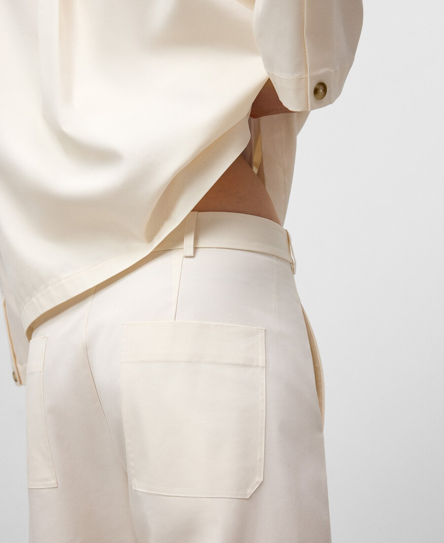 ecrufarbene taillierte hose für damen