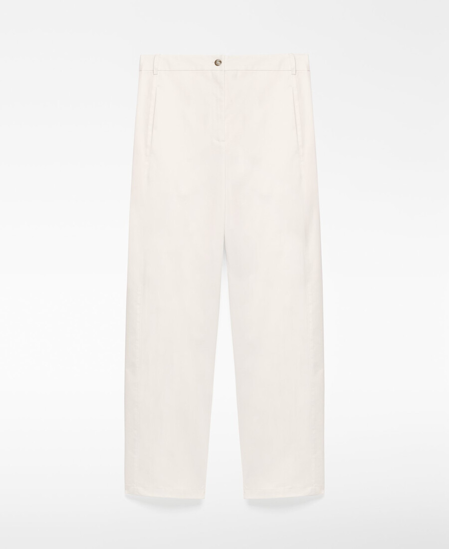 ecrufarbene taillierte hose für damen