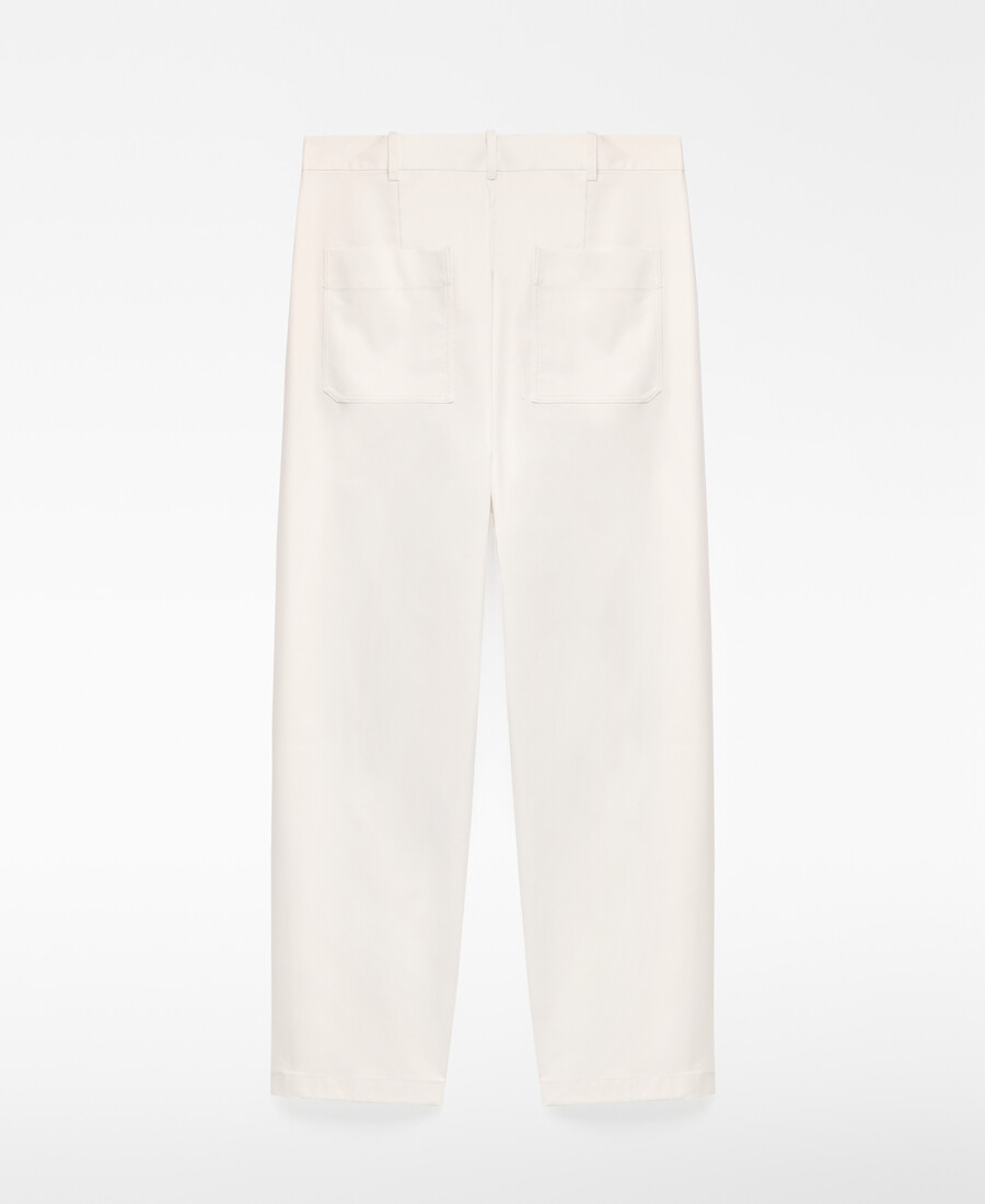 ecrufarbene taillierte hose für damen