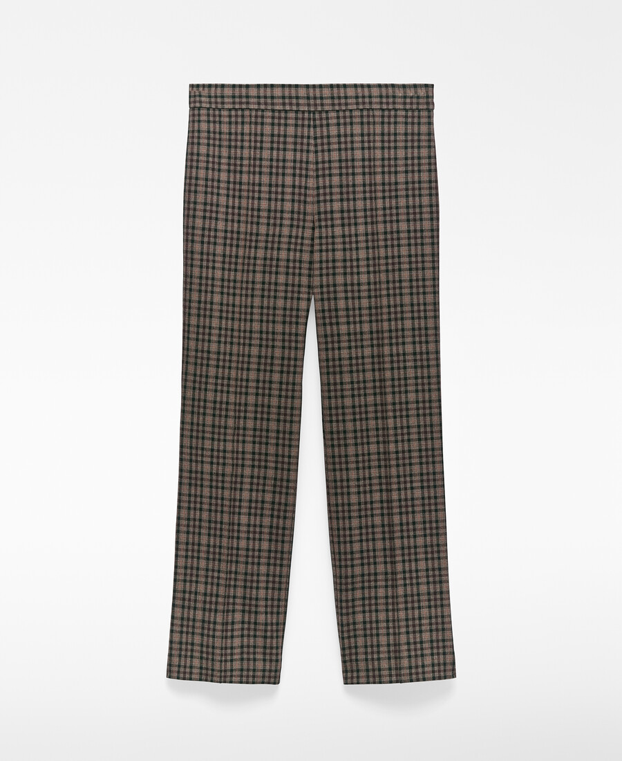 schmal geschnittene karierte hose für damen