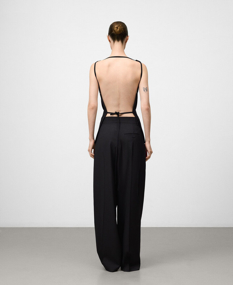 weit geschnittene schwarze taillierte hose für damen