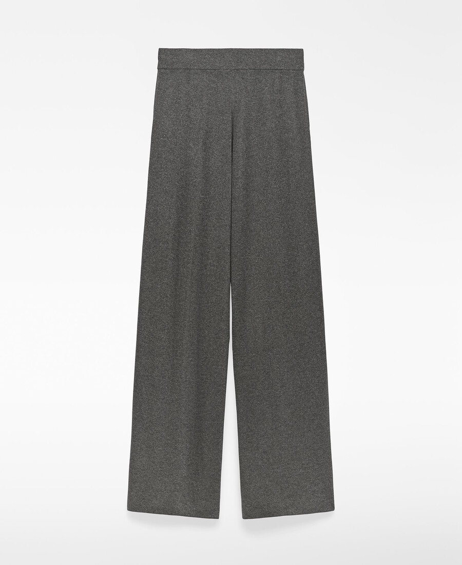 damenhose aus metallisch schimmerndem strick mit weitem bein