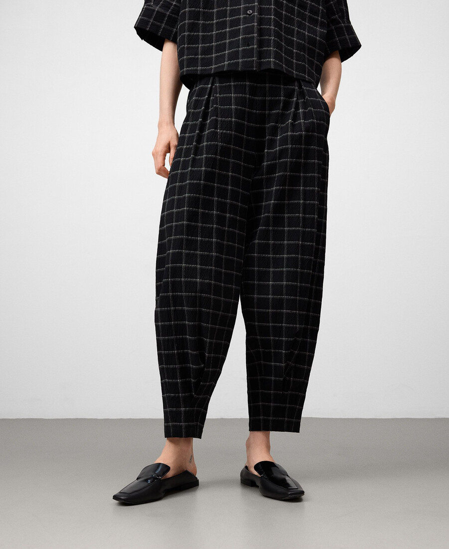 karierte hose im barrel-fit für damen