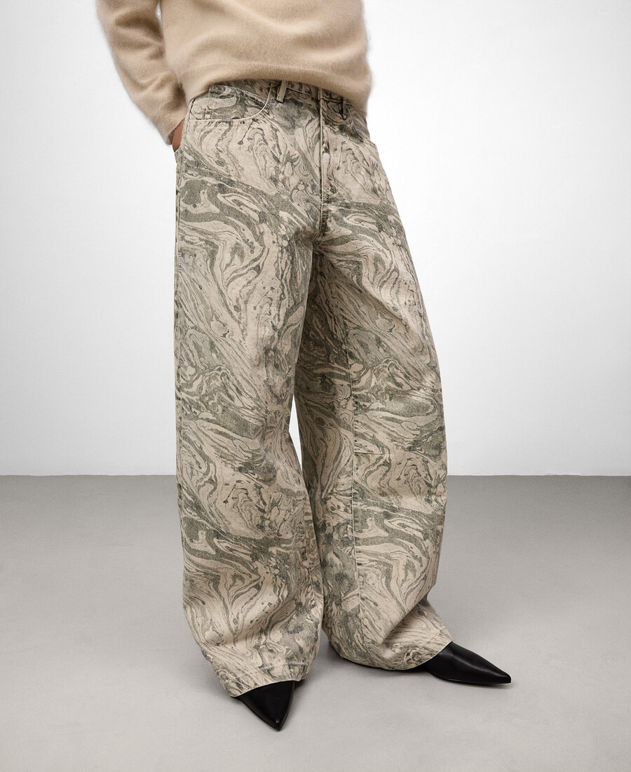 damen-jeans mit print und weitem bein