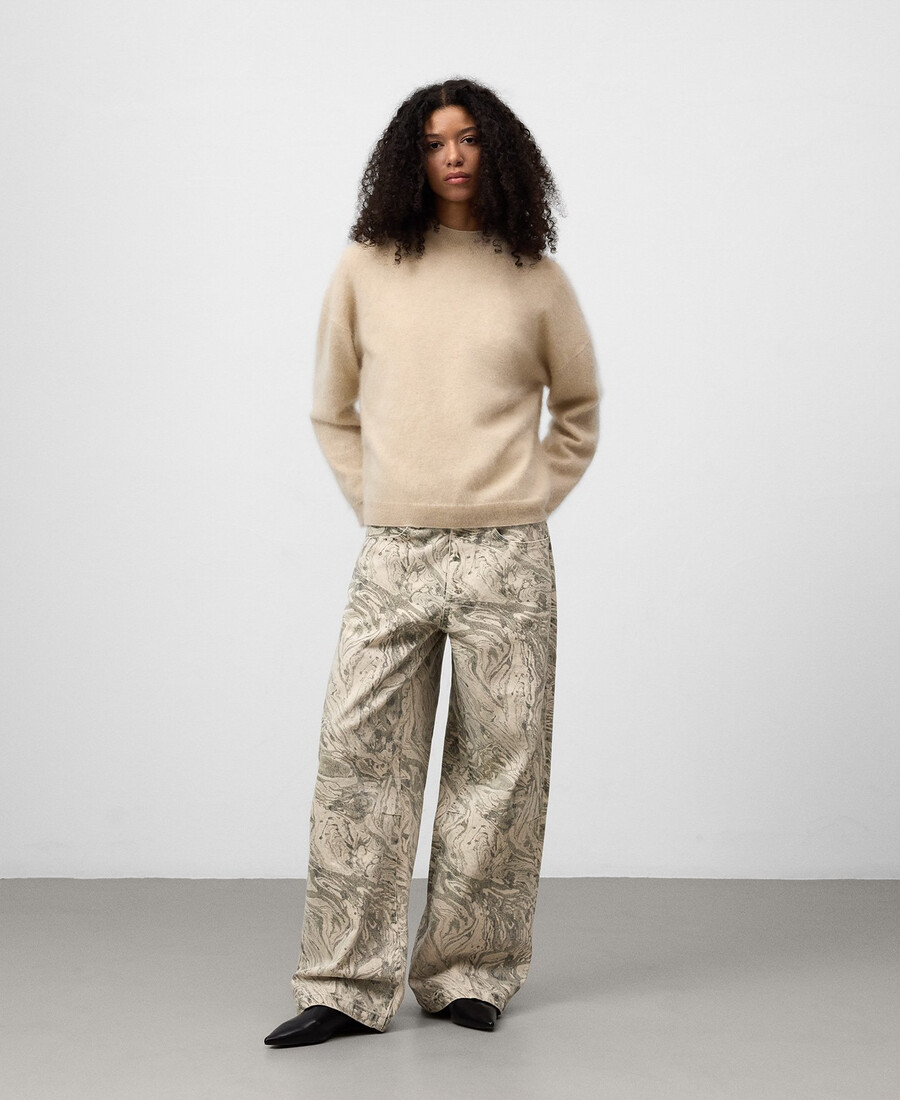 damen-jeans mit print und weitem bein